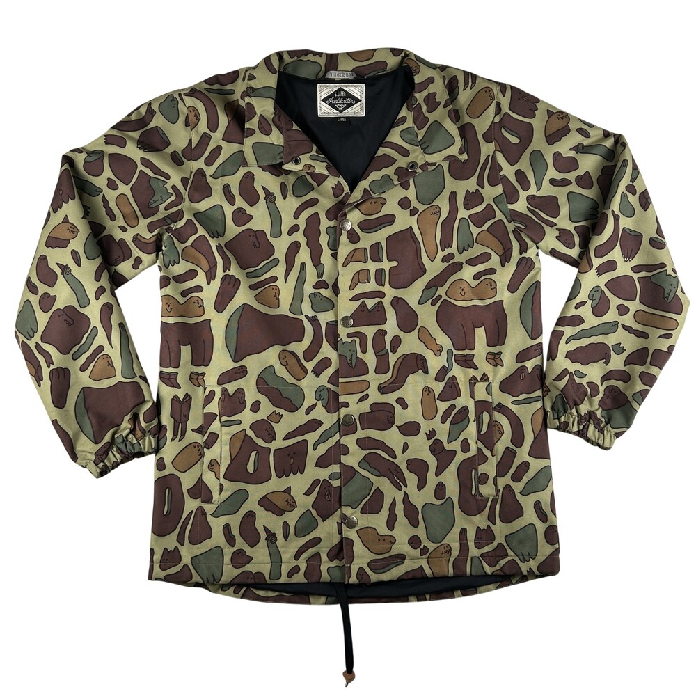 Airblaster Jacket Mens Large Camo Duck Print Snap Coach Windbreaker Lined Canvas - Picture 1 of 16